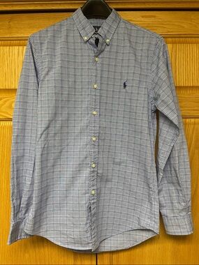 Ralph Lauren Slim Fit Blue Plaid Men's Shirt Size Small